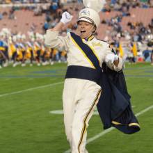 Drum Major Jessica Schlosser during run-on, UCLA vs. Colorado, November 19, 2011