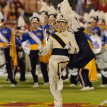 Drum Major Jessica Schlosser during run-on, UCLA at USC, November 26, 2011