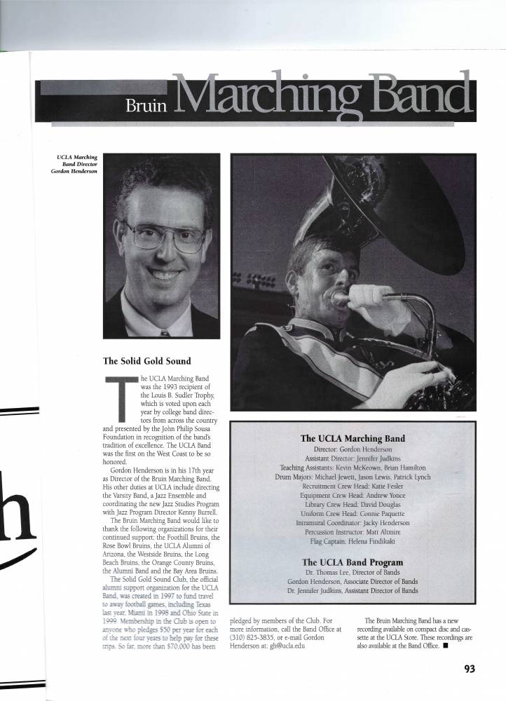 1998 Football Program Band Page 
