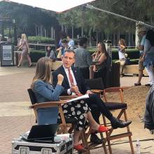 Eric Garcetti being interviewed by Katy Tur